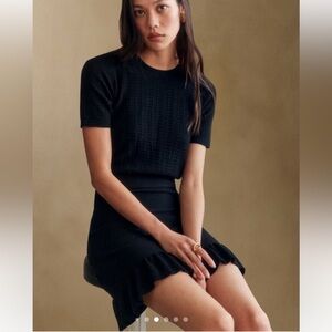 Sezane Black Long Sleeve Dress